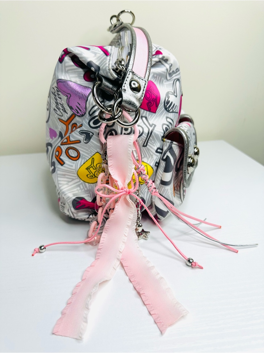Coach Poppy Silver Graffiti Boho Bag - Picture 3 of 13